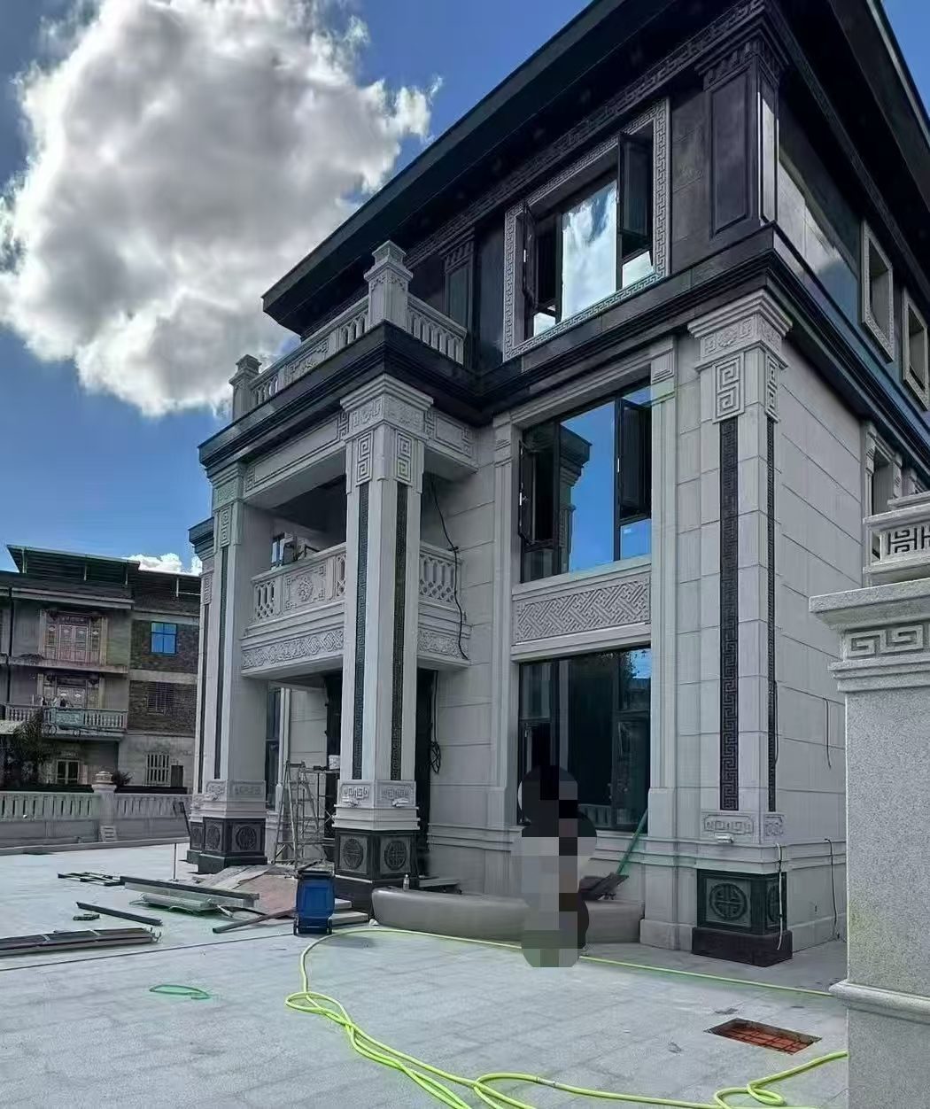 常州 别墅干挂，芝麻白与芝麻黑完美配合